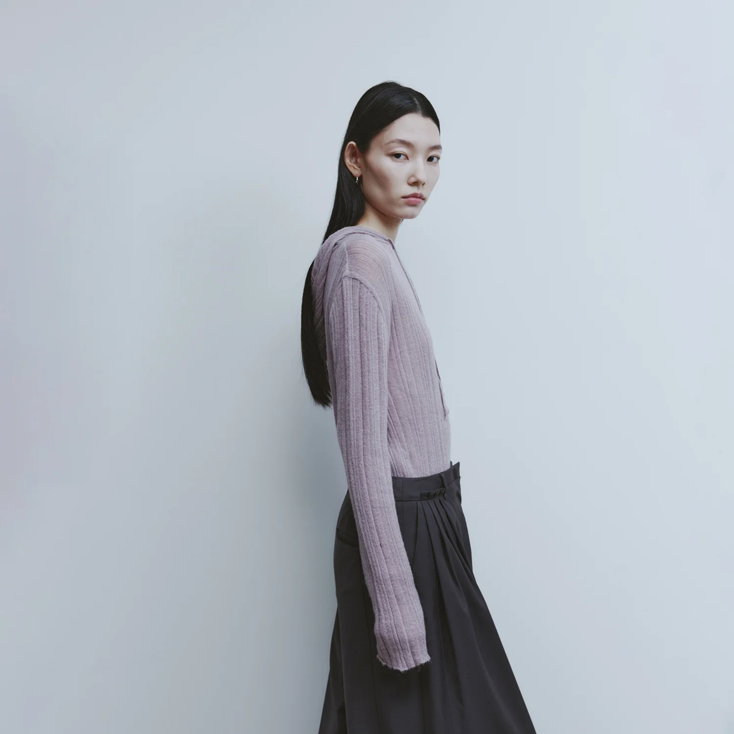 Hooded Knit Top - Lavender
