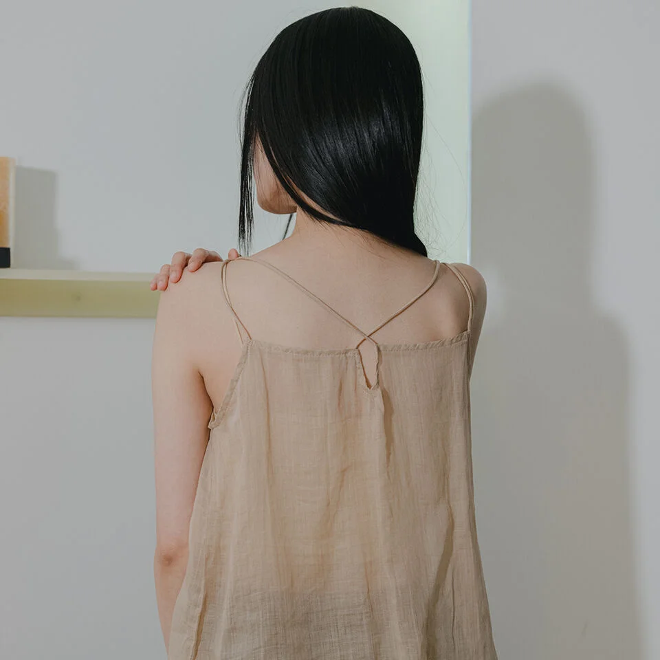 Linen See Through Pink Top