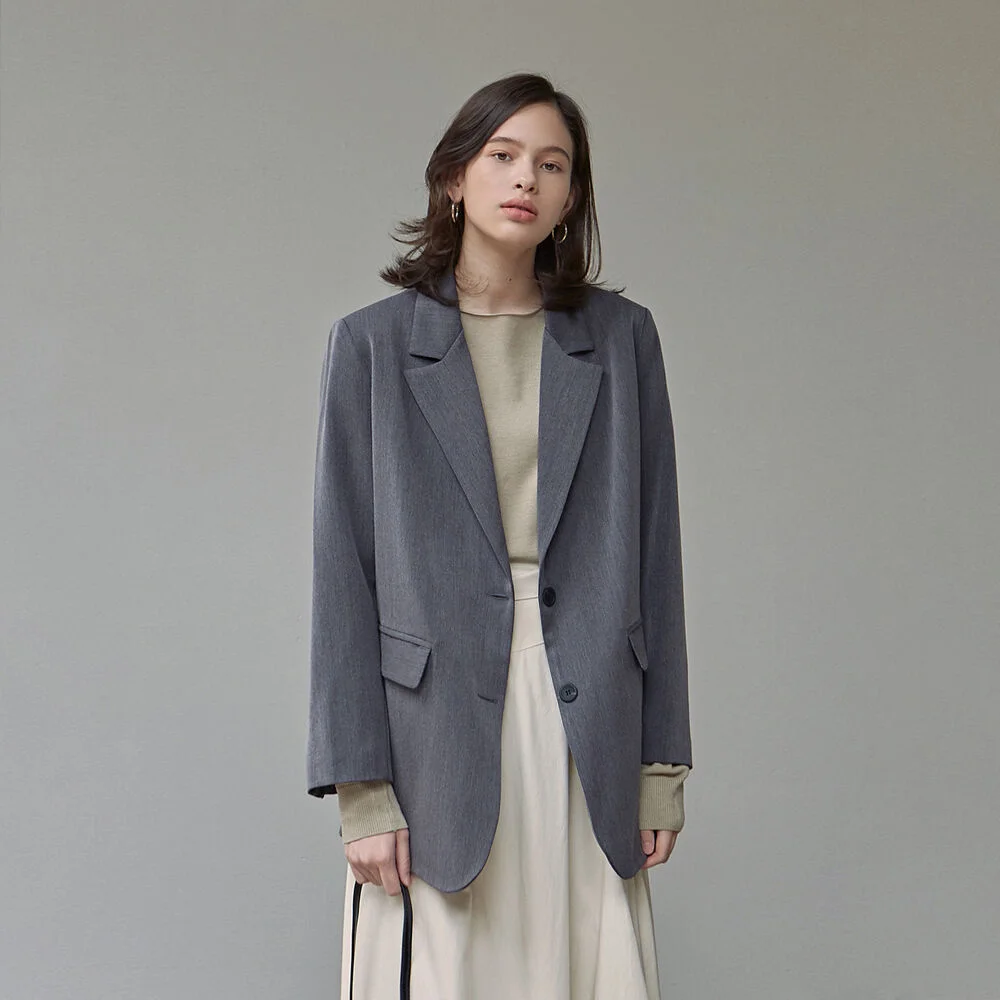LOOSE-FIT SINGLE JACKET_CHARCOAL