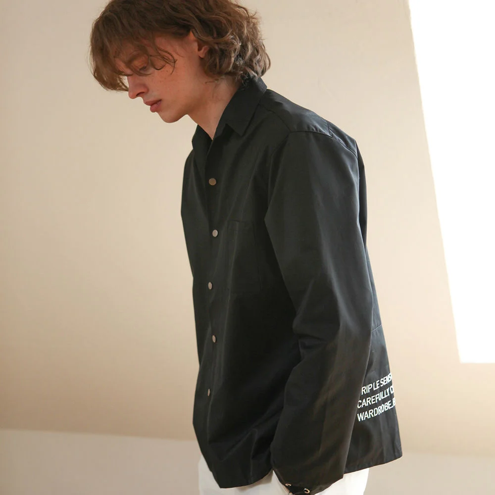 LE EMBROIDERY SHIRTS JACKET BLACK