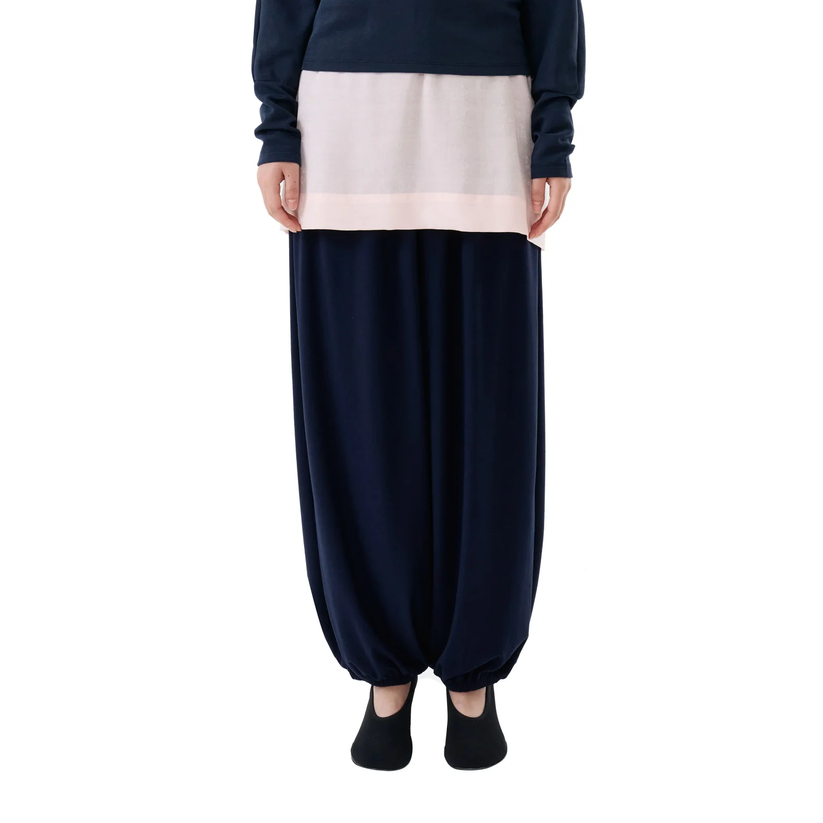 SHIRRED WAIST PANTS (NAVY)