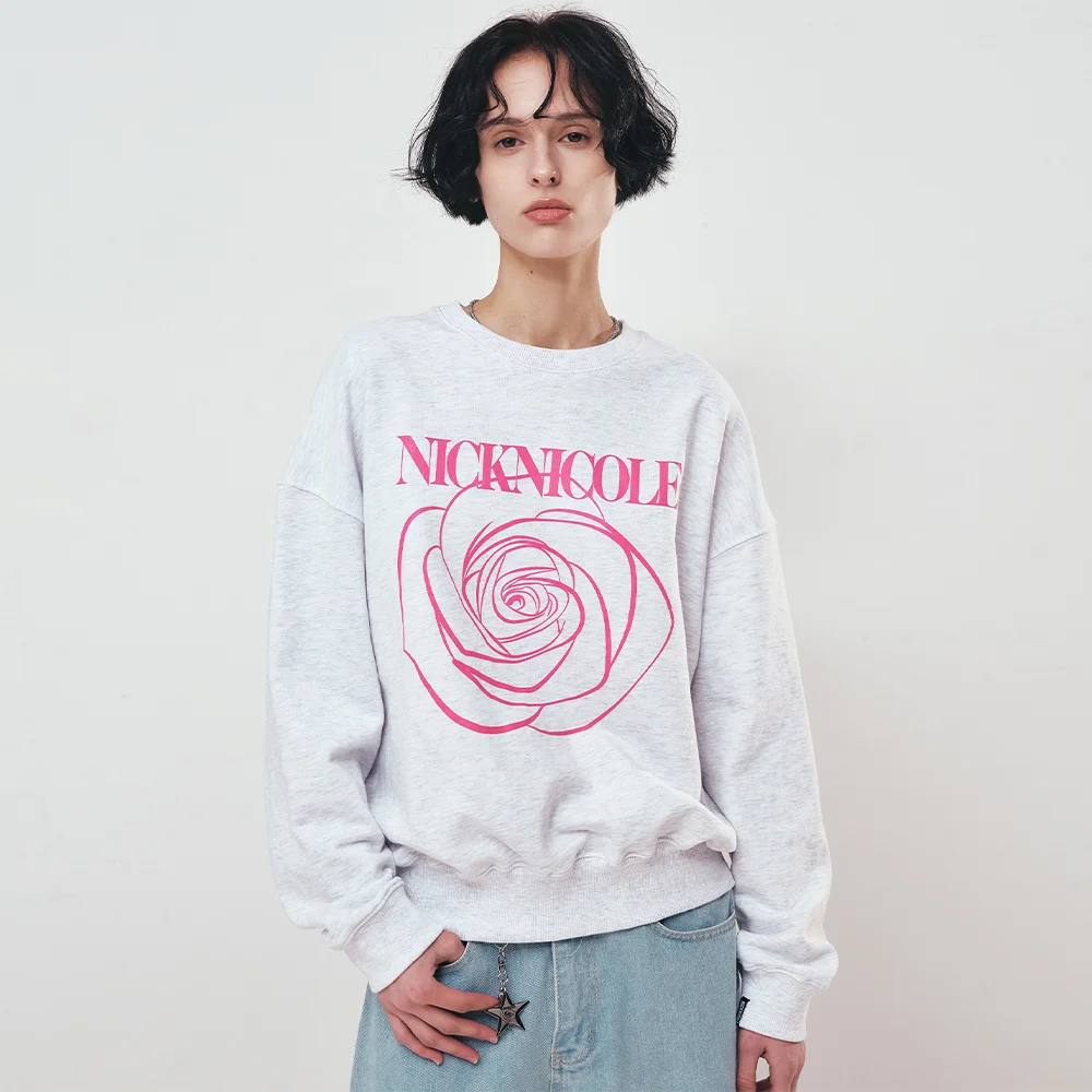 NICOLE ROSE PRINTING SWEATSHIRT_MELANGE PINK
