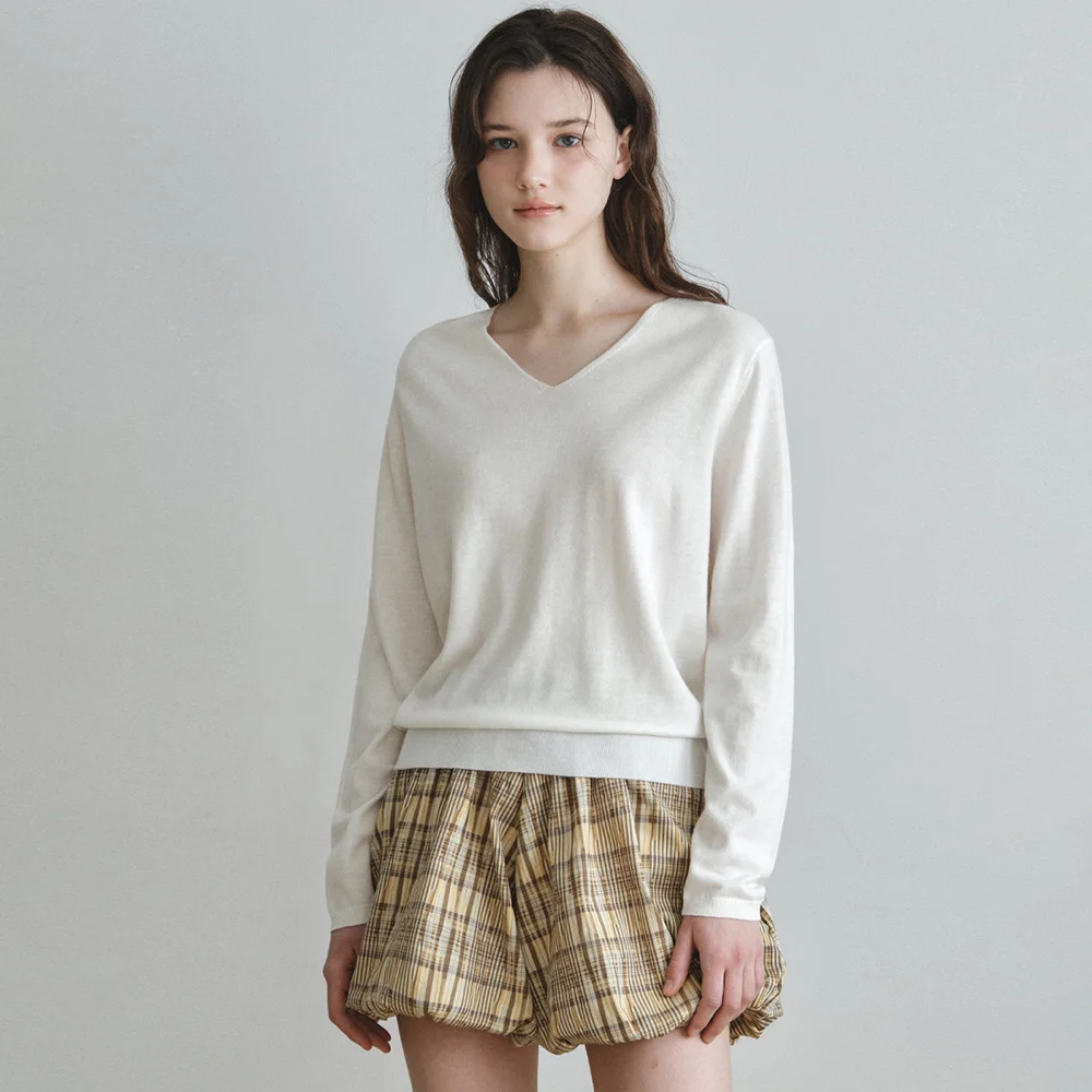 Soft Lean V-Neck Knit_IVORY(WC26KN13)