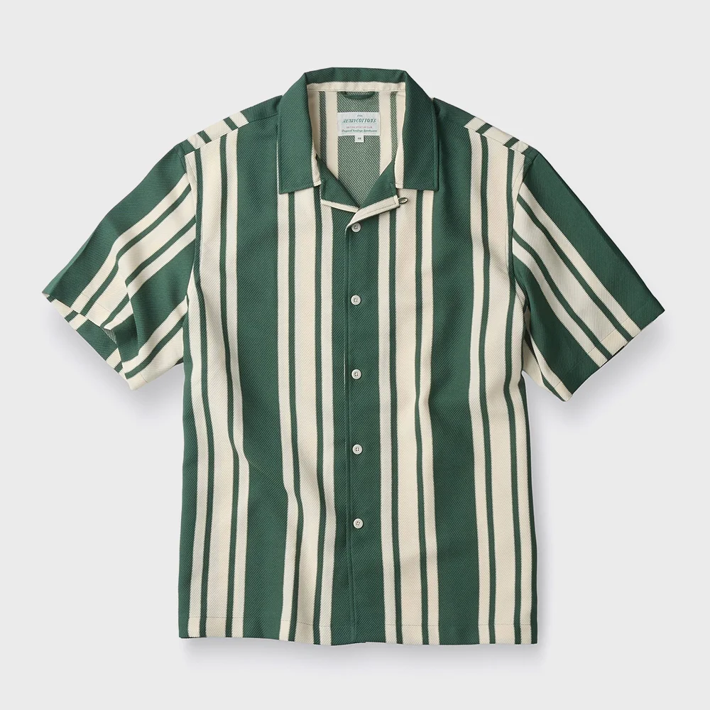 Green Stripe Half Sleeve Shirts ABSAM26701GRX