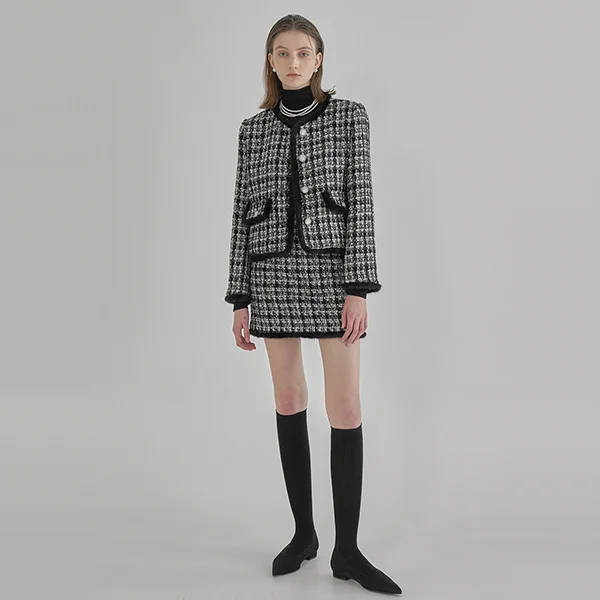 WOOL VERA SETUP PURIFYING TWEED SKIRT (SK-4720)