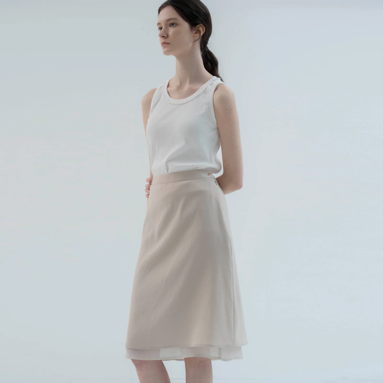 Sheer Layered Skirt(Beige)