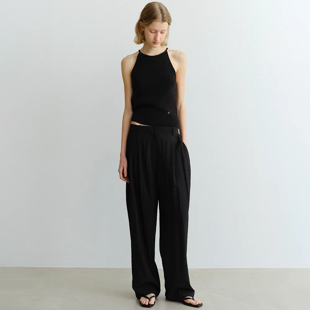 BREEZE PIN-TUCK PANTS_BLACK