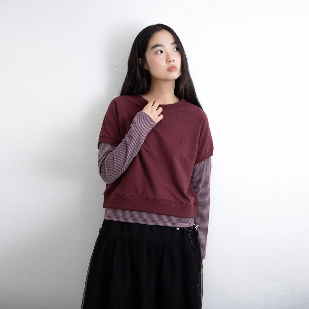 LAYERD RAGLAN ST L/S TEE_BURGUNDY(IK2FFFT553A)