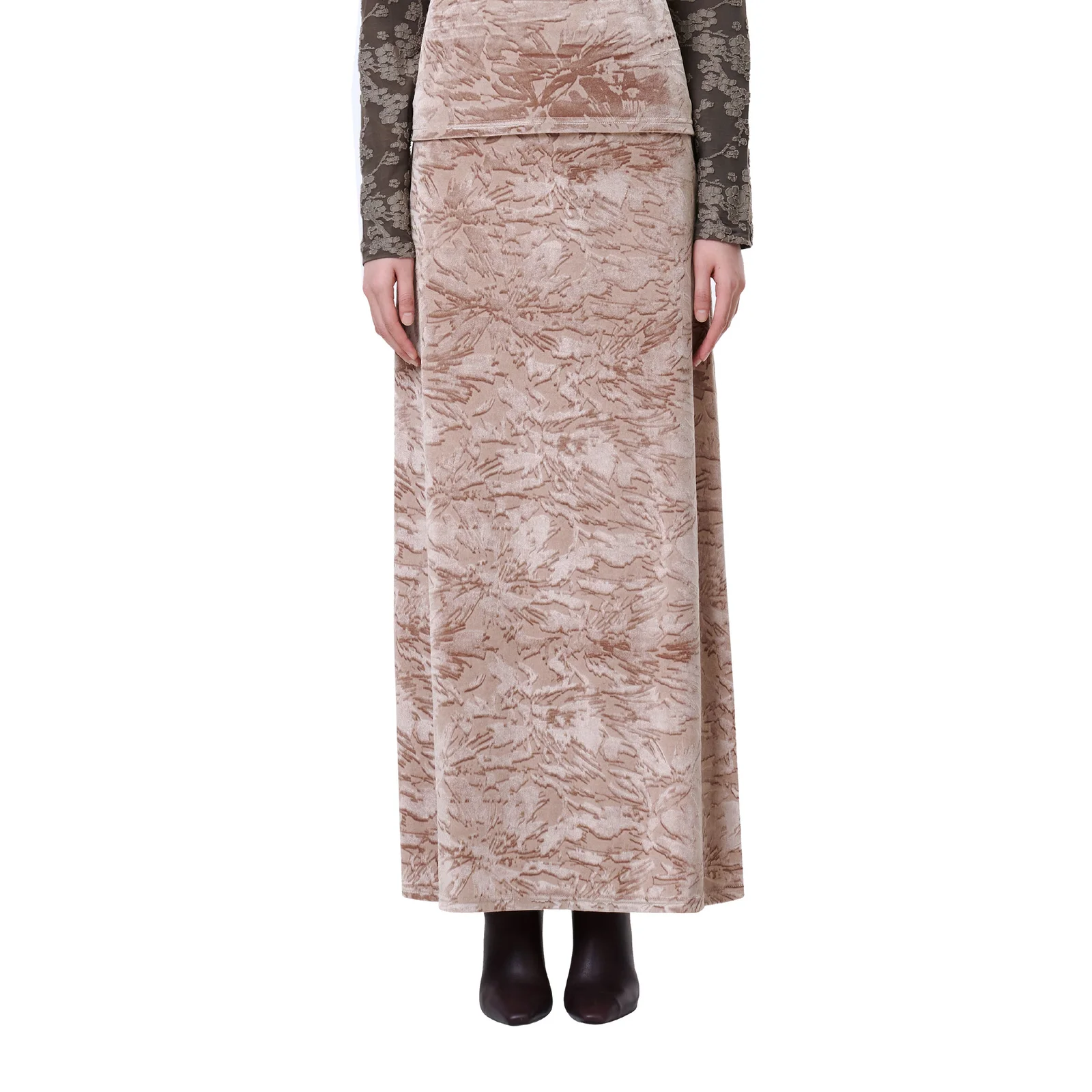 VELVET FLUID MAXI SKIRT (GOLD)