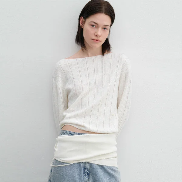 AN BOUCLE CROP BOAT NECK KNIT (T-7183)