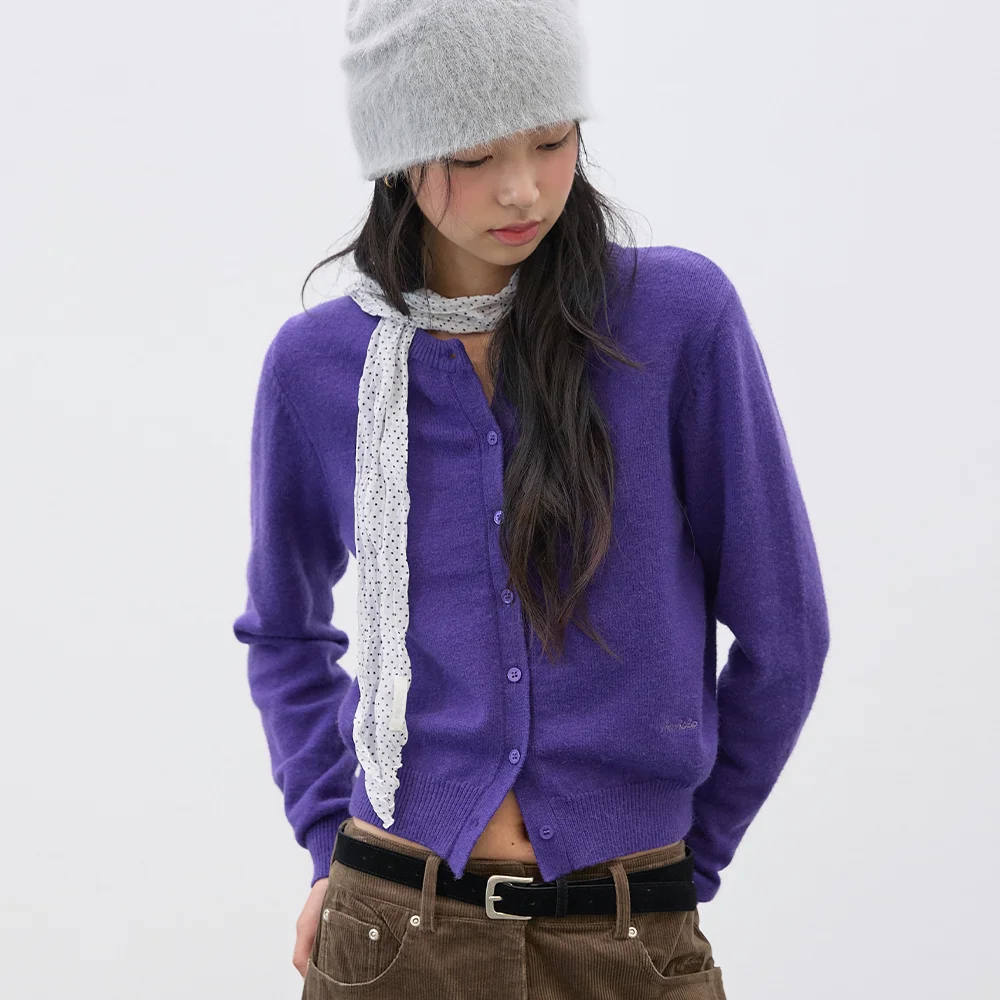 Essential Wool Knit Cardigan Violet