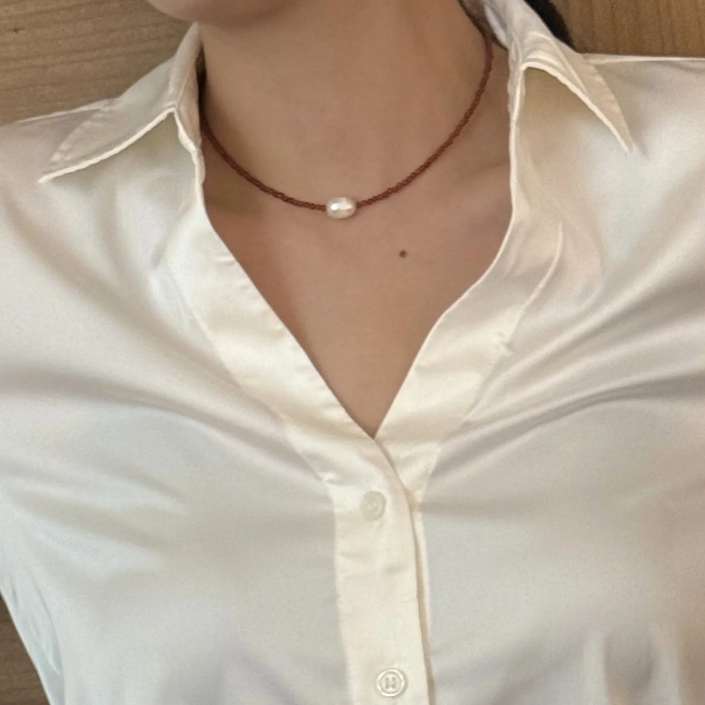 point pearl necklace (Carnelian)