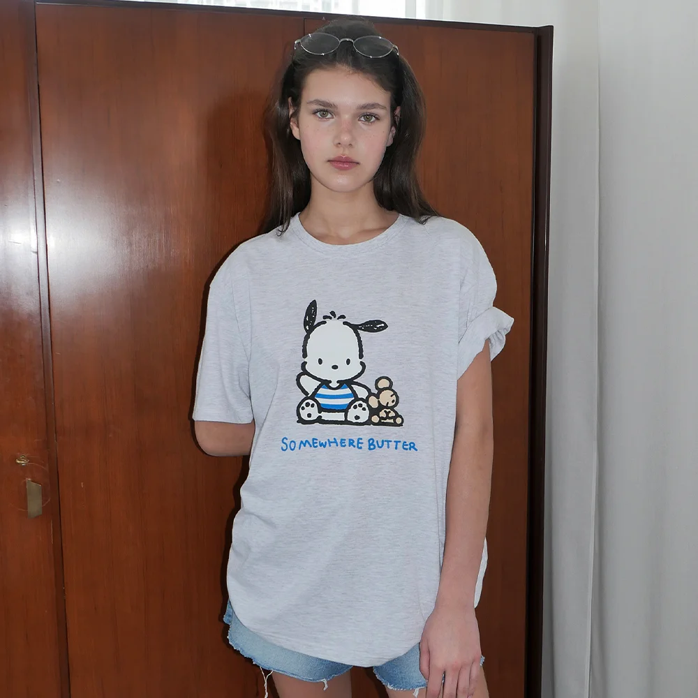 Pochacco Over-Fit Top - White Melange