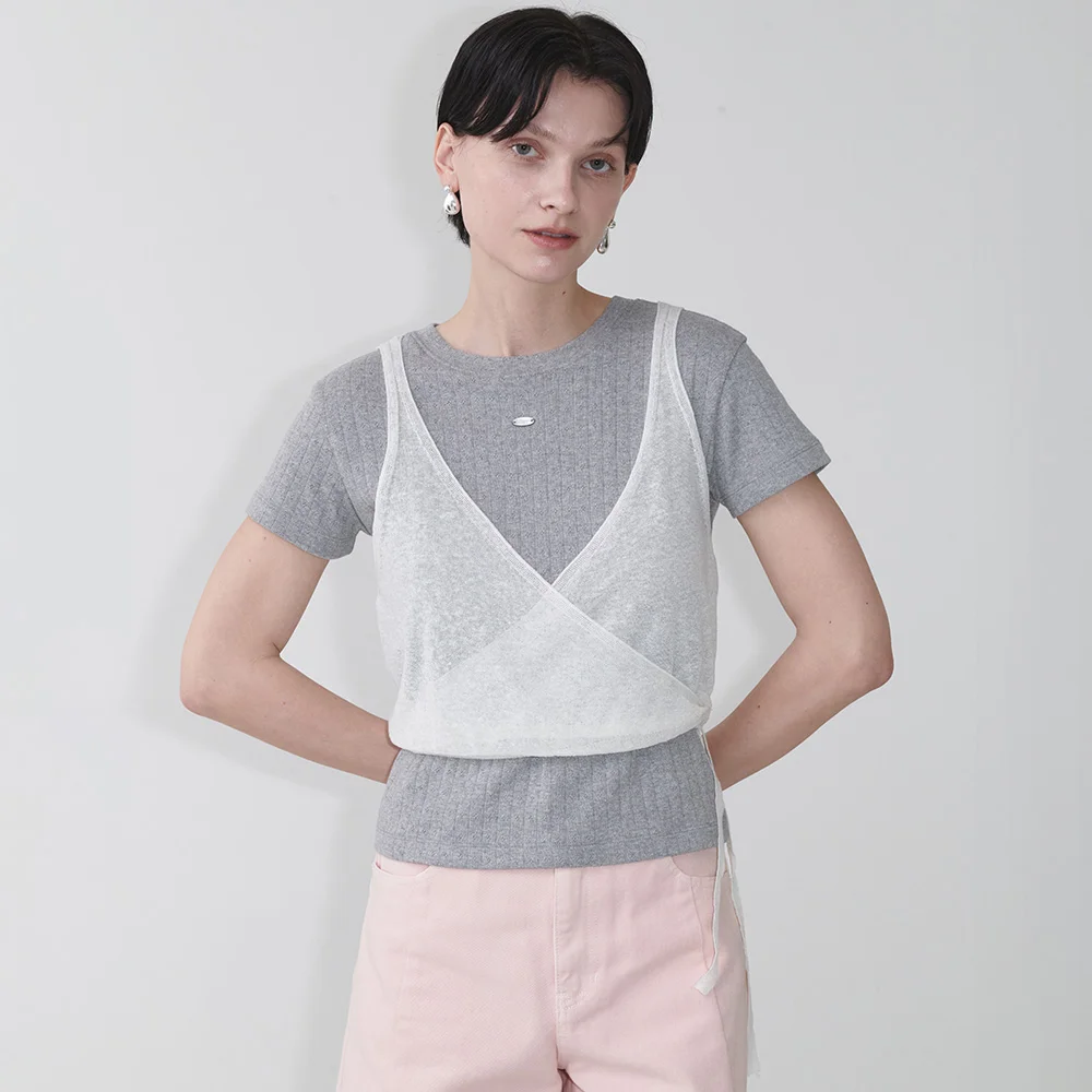 Basic Eyelet Solid T-Shirt SW5ME246_2color