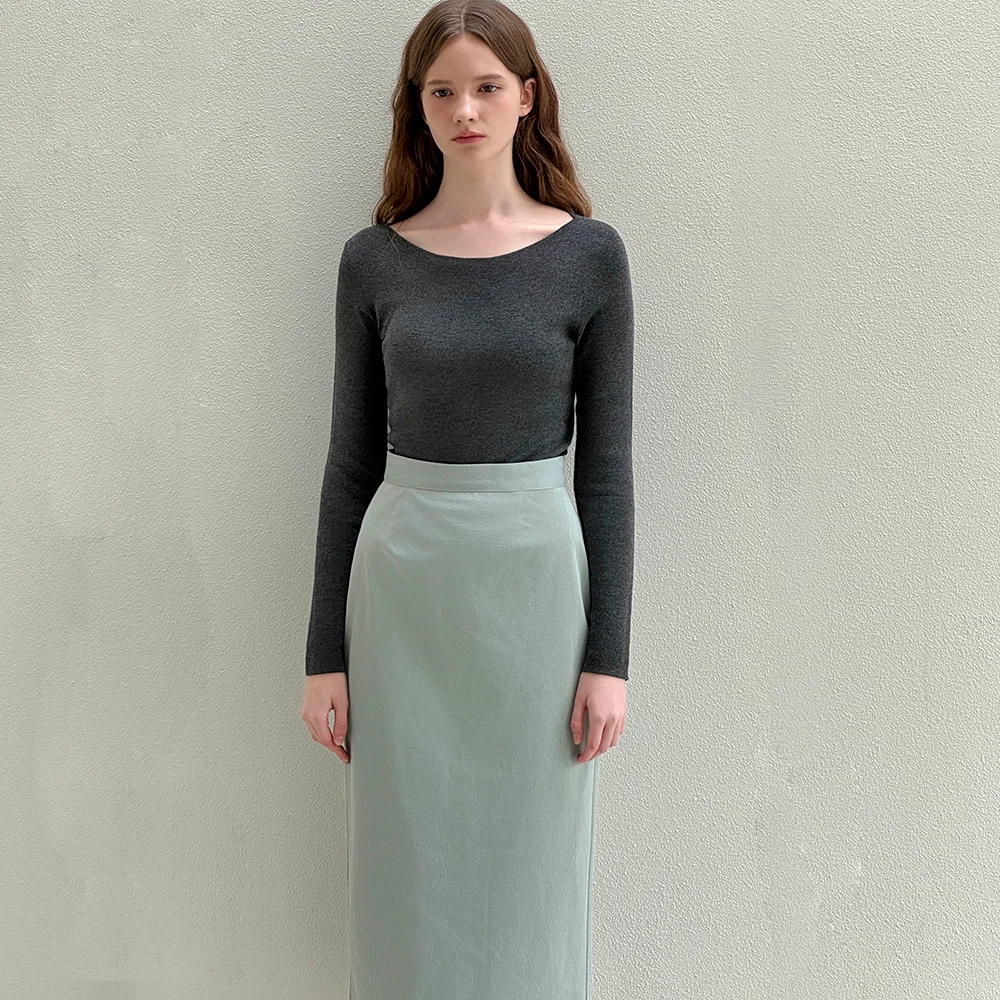 Re leather blue skirt
