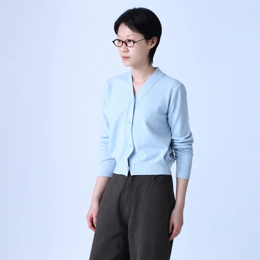 V CARDIGAN WOMEN LIGHT BLUE
