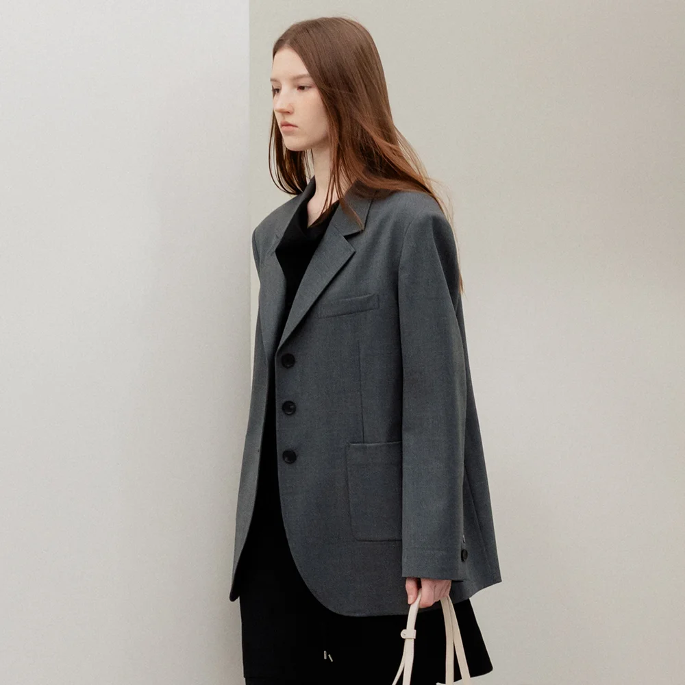 Mirel Overfit Wool Blazer Grey