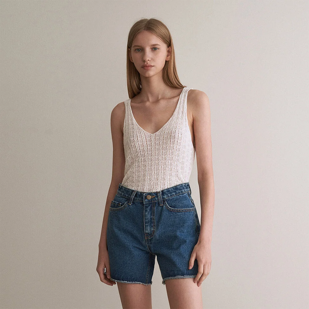 Twist knit sleeveless - ivory