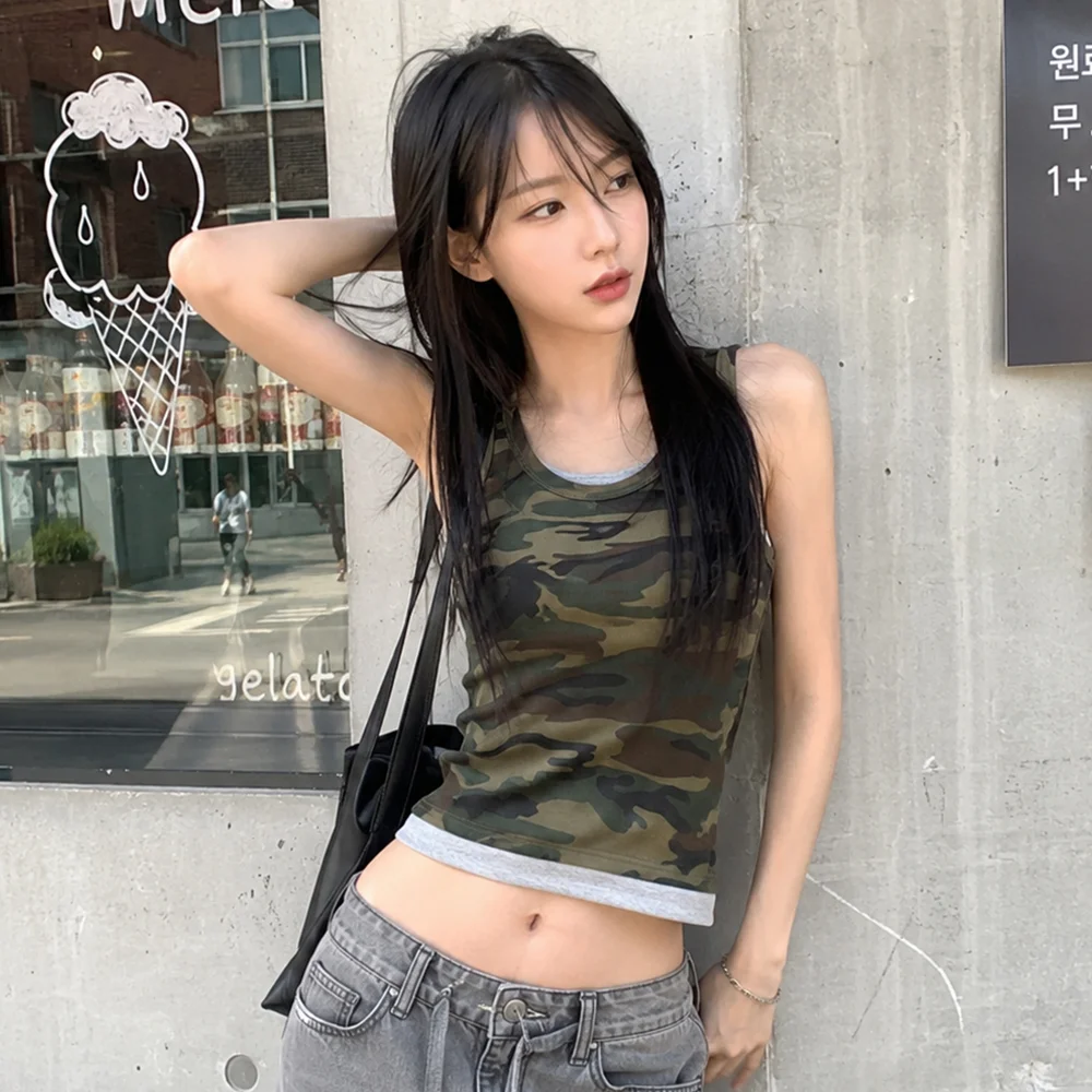 都市 迷彩 無袖 上衣 (卡其色)