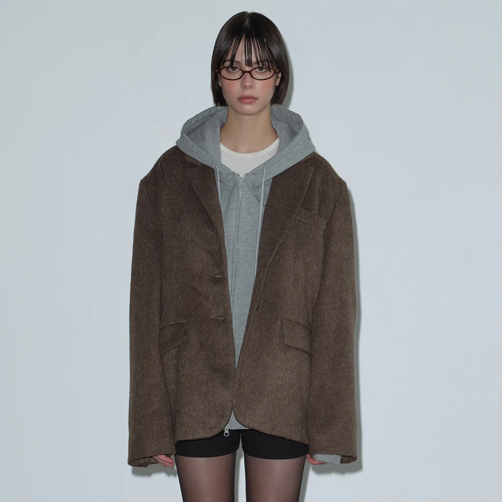 CLASSIC SINGLE WOOL JACKET (BROWN)