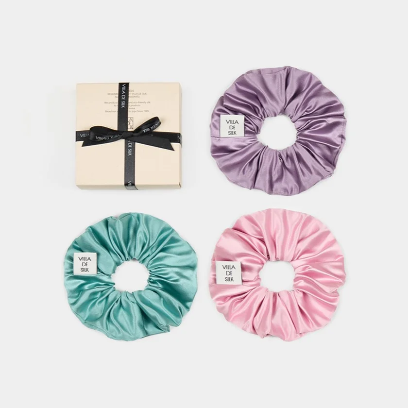 High density 100% silk scrunchie (3colors) 真絲 髮圈
