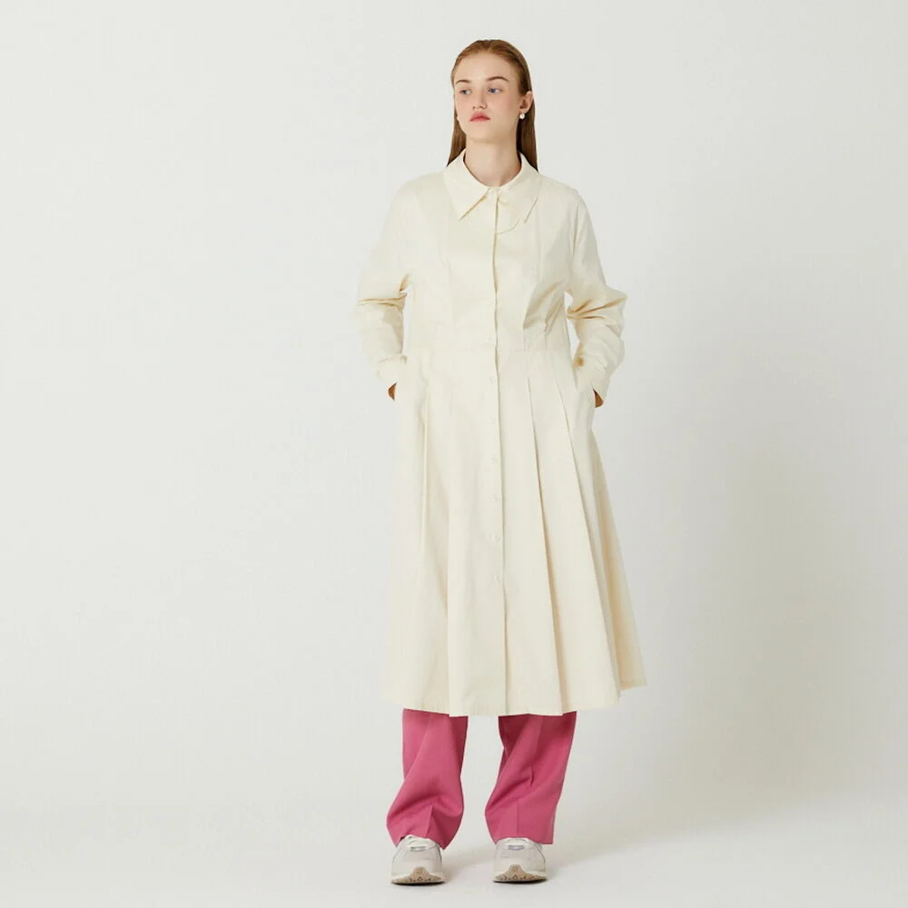 SHORT SHIRT LAYERD SLIM LONG DRESS(IVORY)