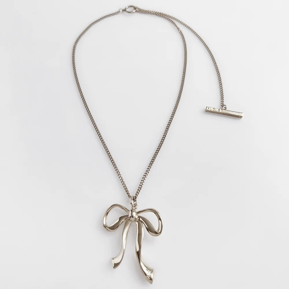 Big Bow Toggle Necklace / Silver
