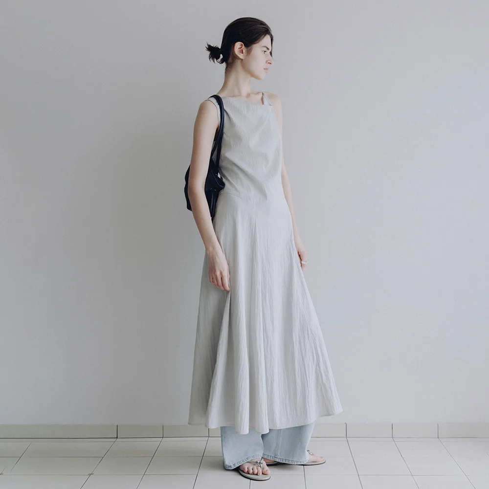 Asymmetric Cowl Sleeveless Solid Dress SW6MO793-12
