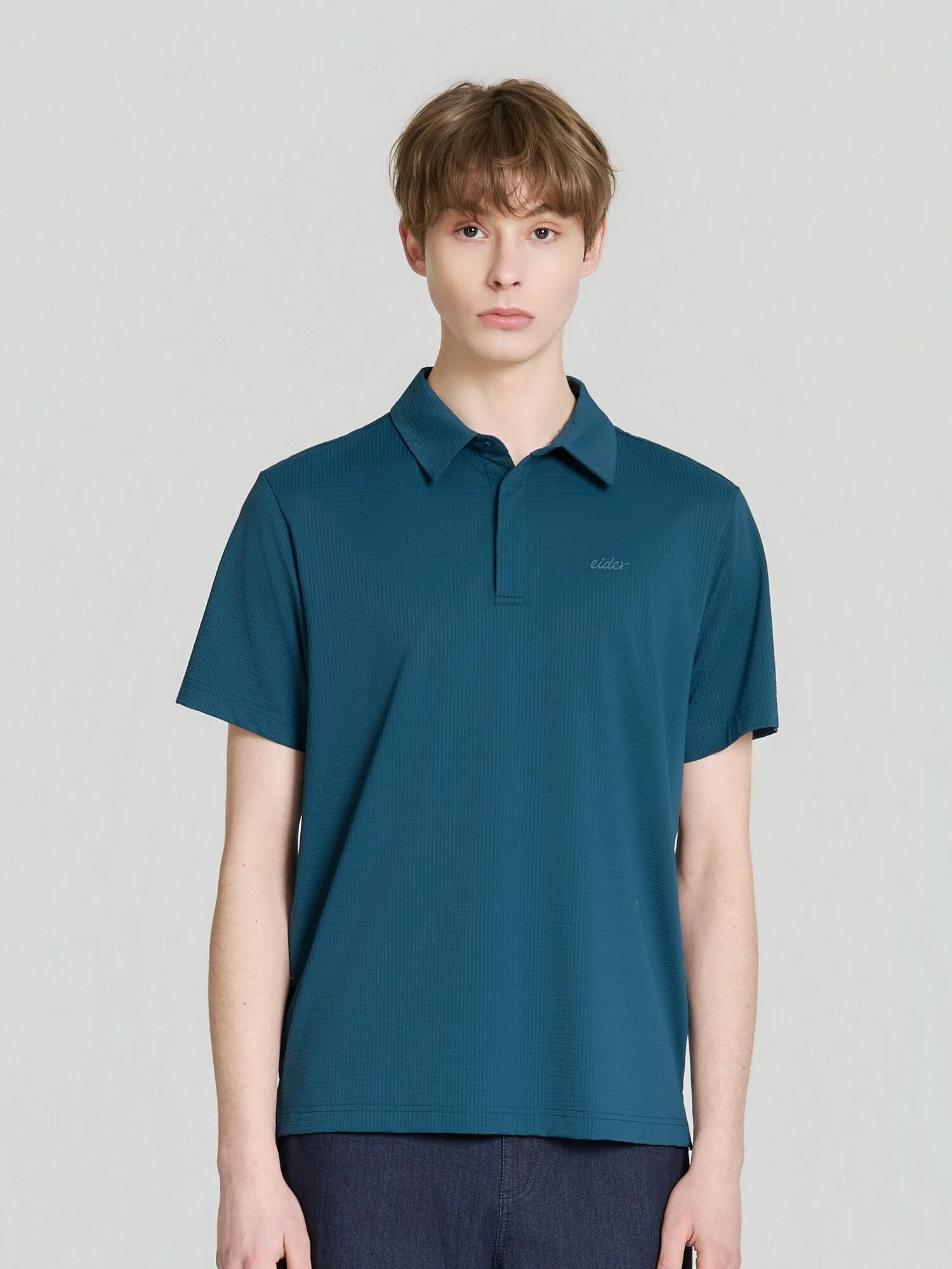COOLUTION (Cool-lution) 男裝 氣流 短袖 Polo T恤_DEEP TEAL_DMM262714G