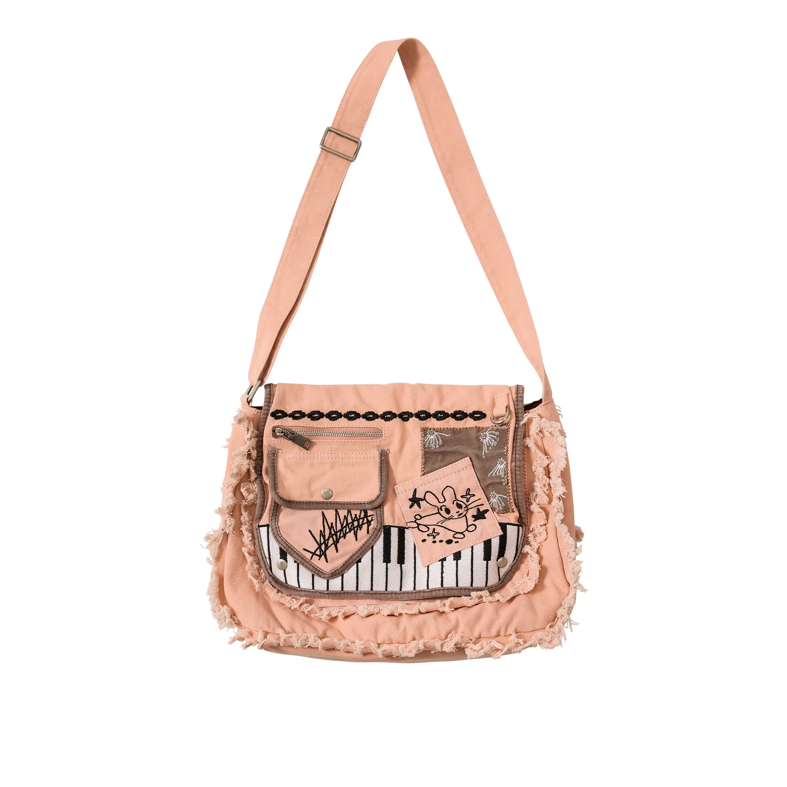 Damage Washed Cross Bag_Coral