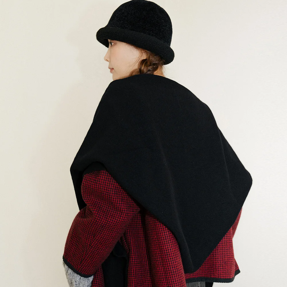 Wool Shawl Black Muffler
