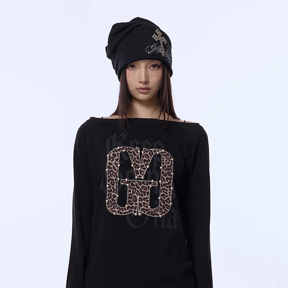 CROSS PATCH LETTERING LOGO BEANIE_BLACK