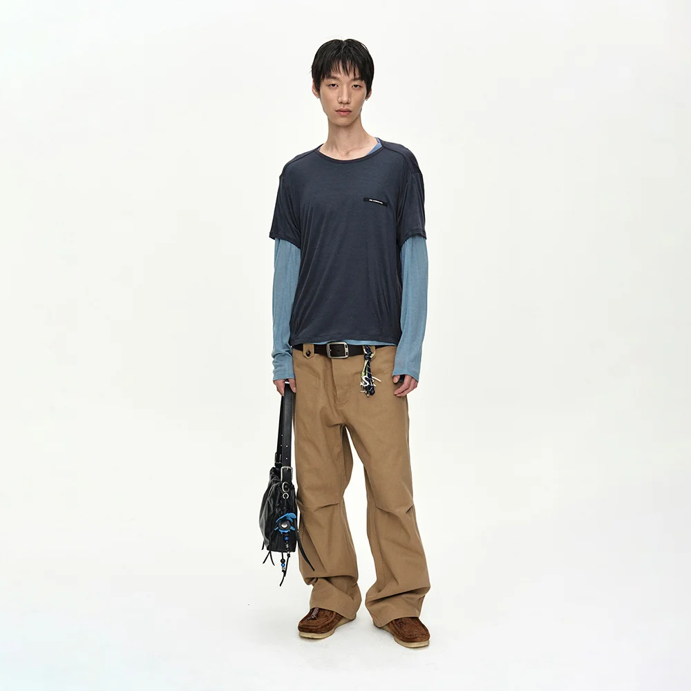 BRAD LAYERED T-SHIRT atb1531m(SLATE BLUE/ASPHALTE)