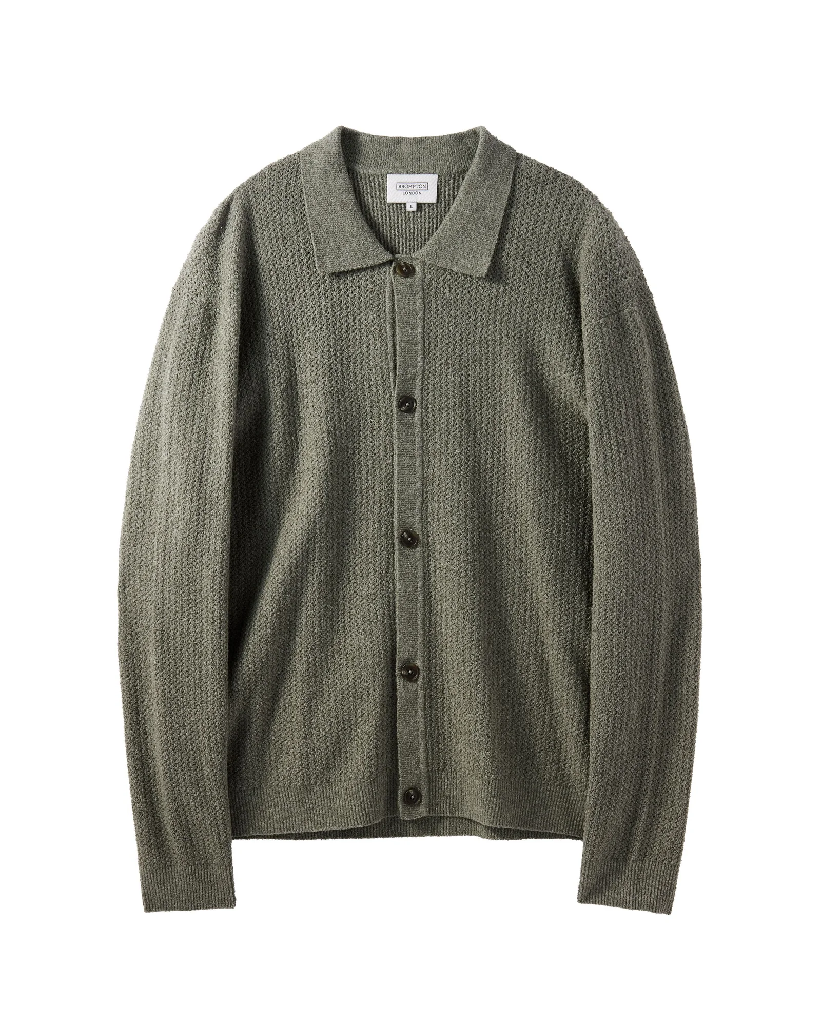 COLLAR NECK CARDIGAN - M/KHAKI (P242MCD512)