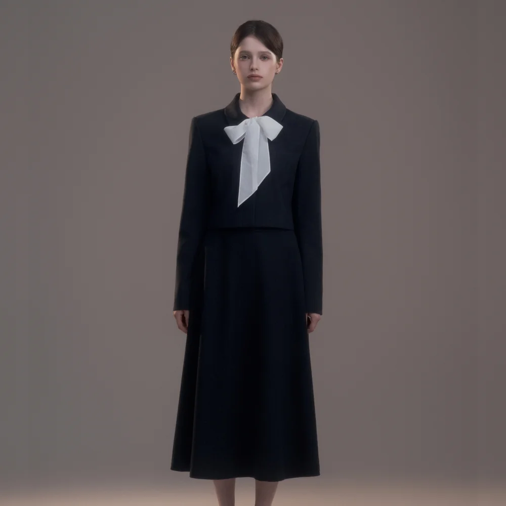 Long Flare Skirt - Navy