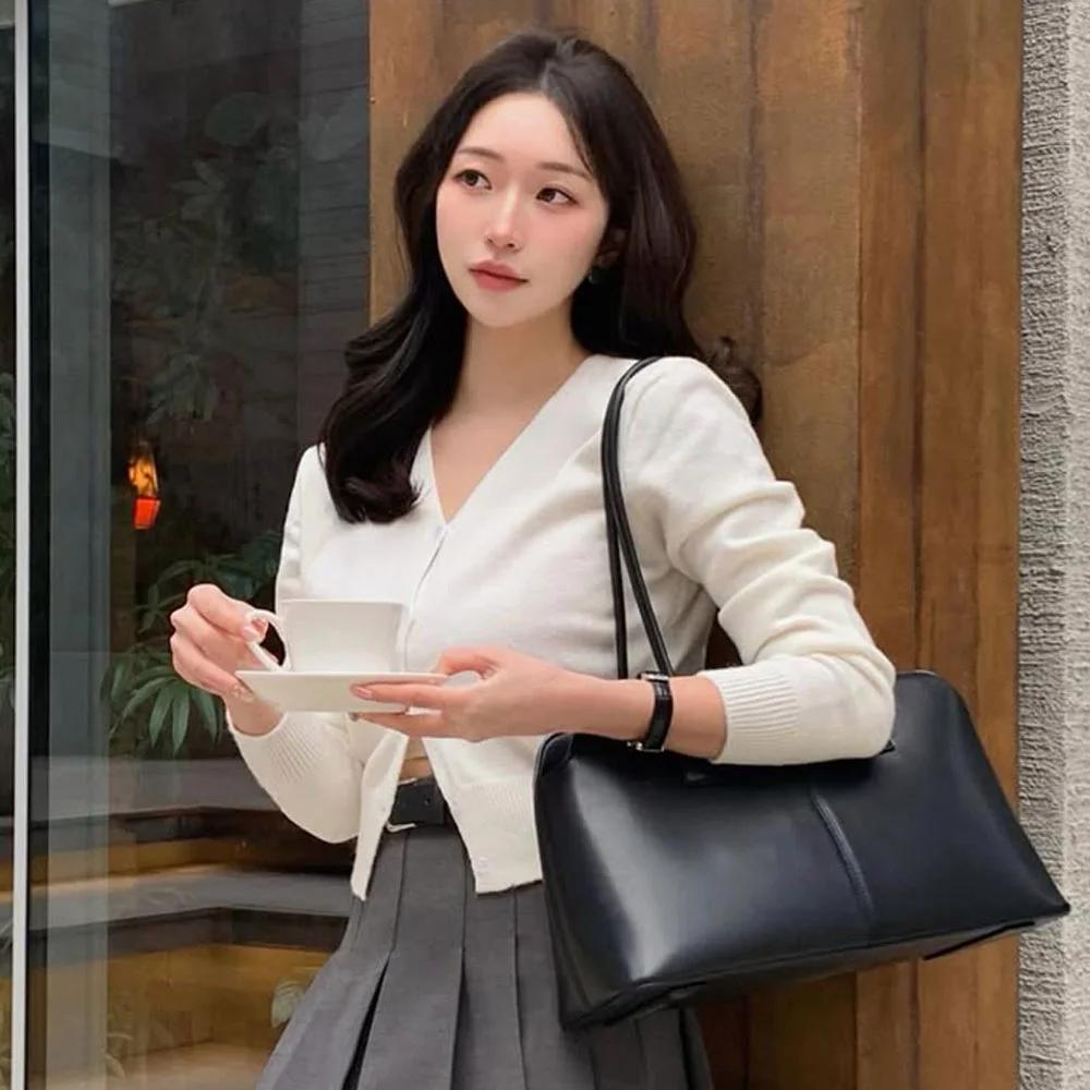 Adele 牛皮 單肩袋_Black