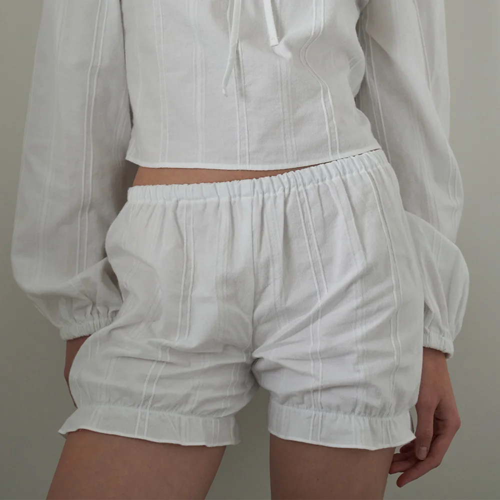 Mellow Cotton Bloomer Shorts - White