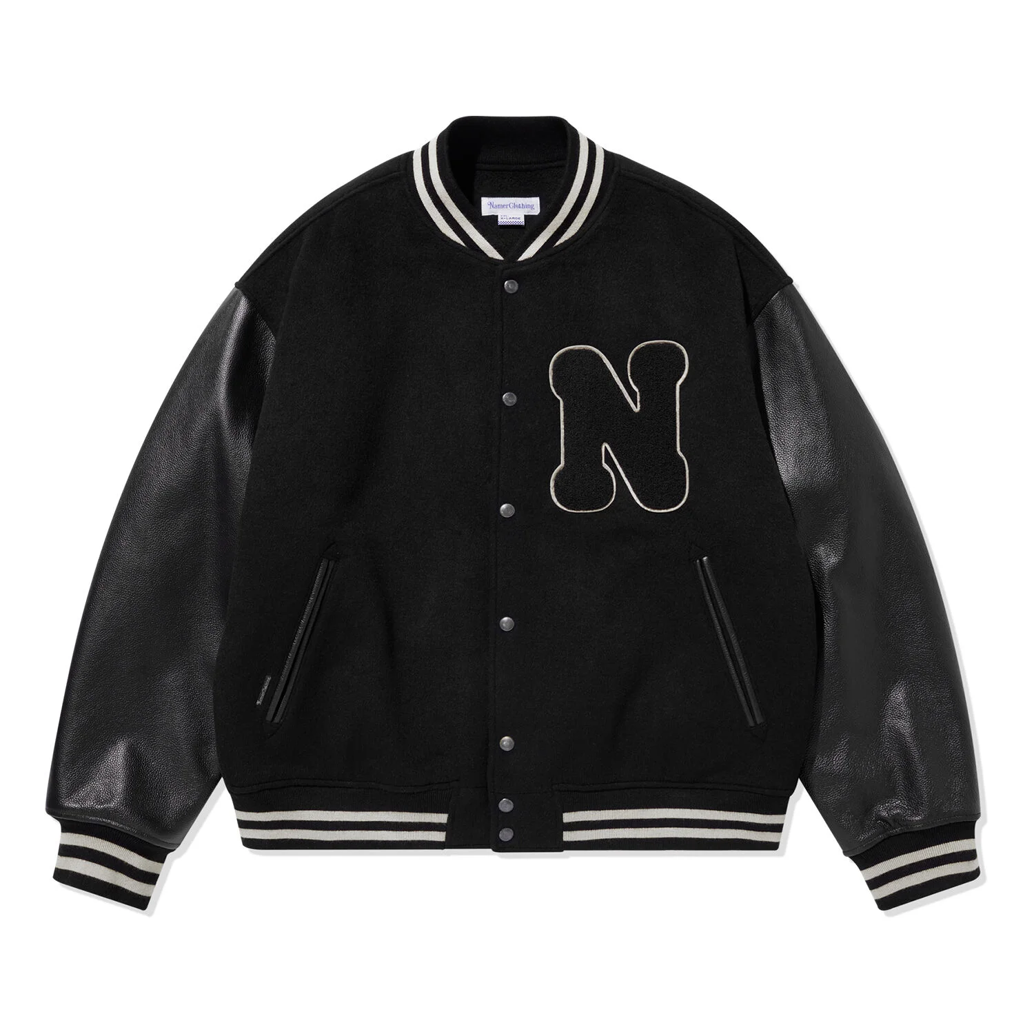 N BOUCLE VARSITY JACKET BLACK