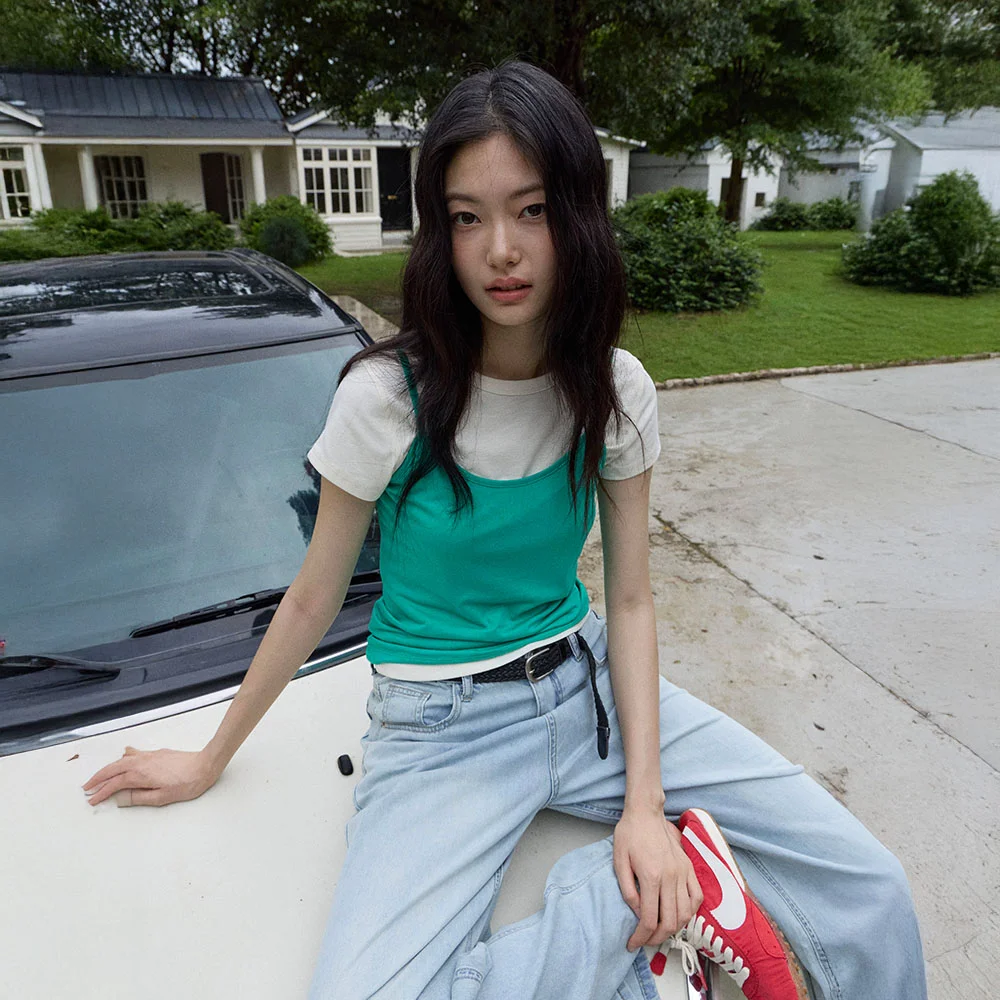 (woman) 層次 色 無袖_Apple green