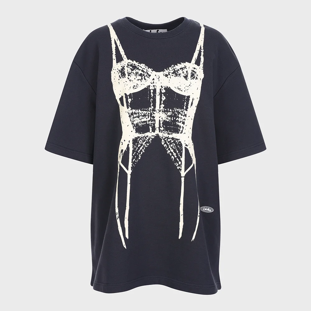 CORSET PRINTING OVERSIZED SWEAT SHIRT BLACK BQ4CH002