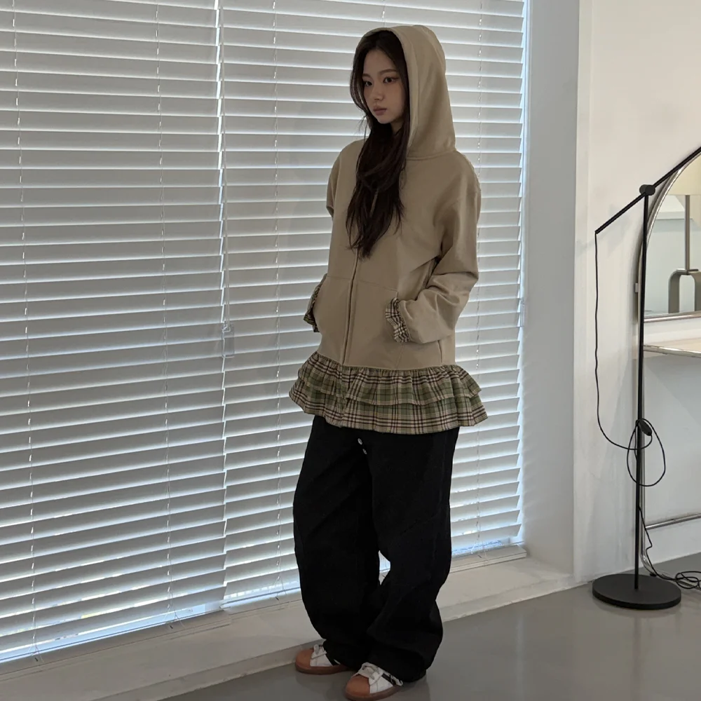 CEC ZIP-UP HOODIE DRESS(BEIGE)
