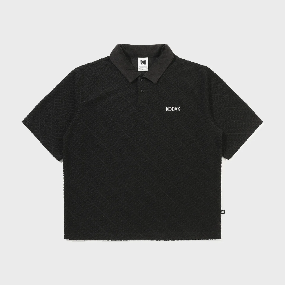 字母印花 毛圈布 衣領 T恤 BLACK