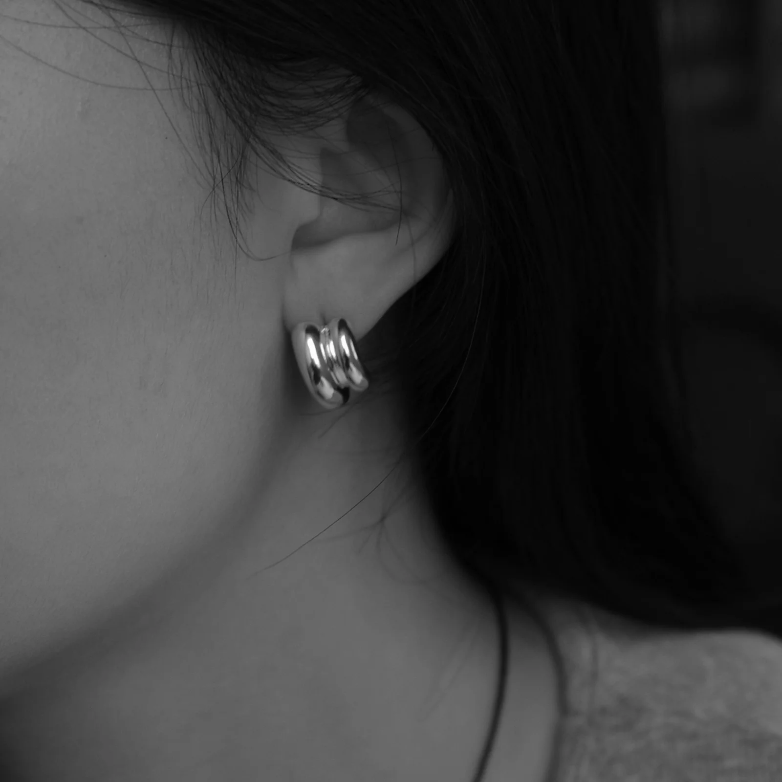 Layered Line Stud Earrings