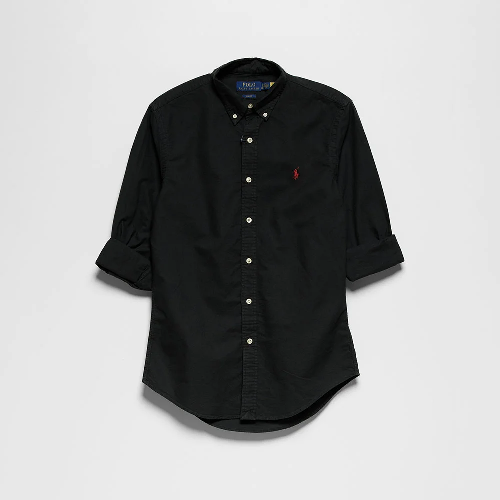 修身版型 成衣 Tie-Dye 牛津布 襯衫 (BLACK)