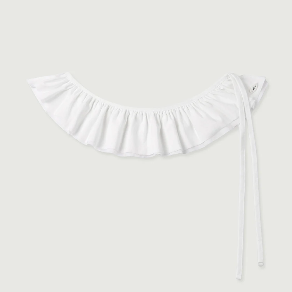 Mesh ruffle belt_ivory