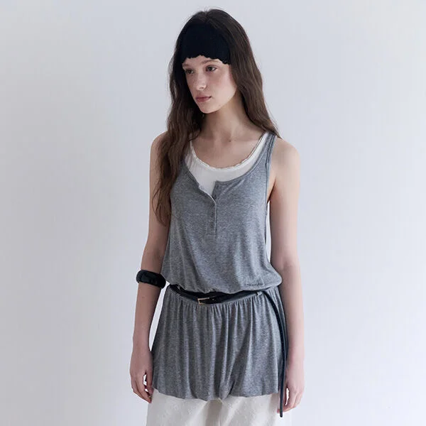 JERSEY BALLOON LAYERED ONE PIECE GRAY