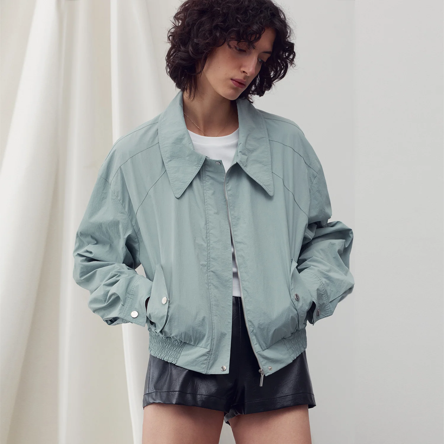 ELASTICATED HEM BOMBER JUMPER