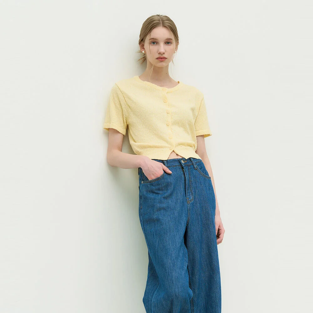 Twink bookle half cardigan - yellow
