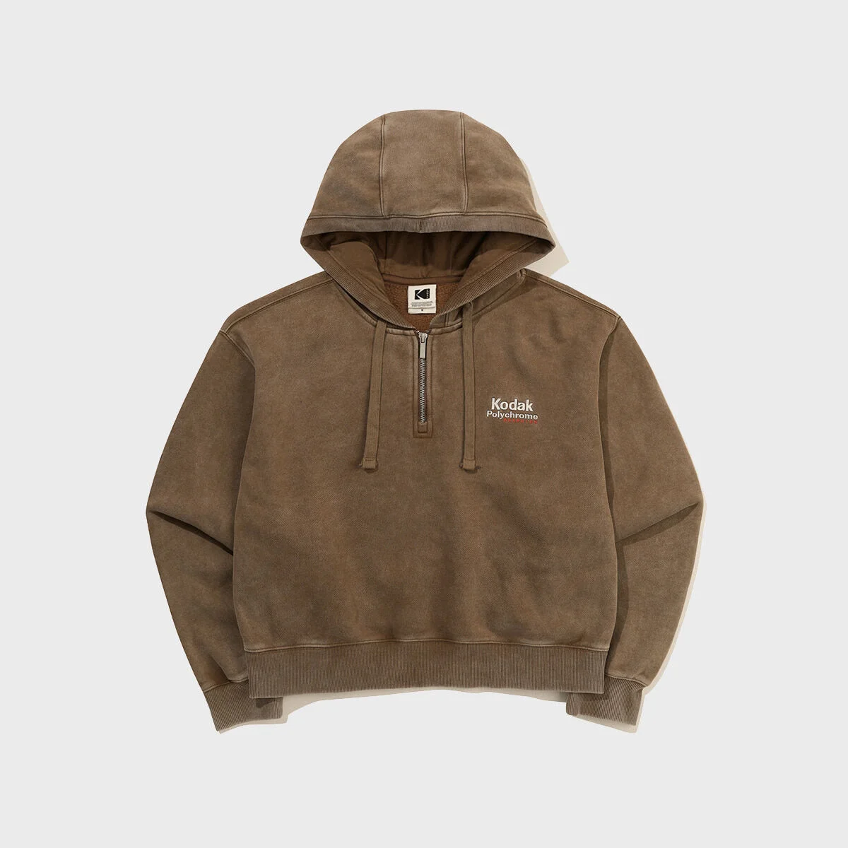 彩虹 雪洗 加絨 連帽衫 女裝 BROWN