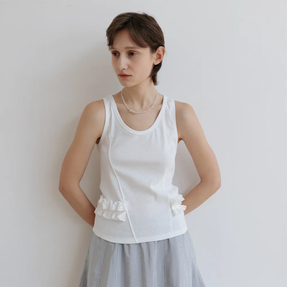 Frill Sleeveless (White)_荷葉邊無袖